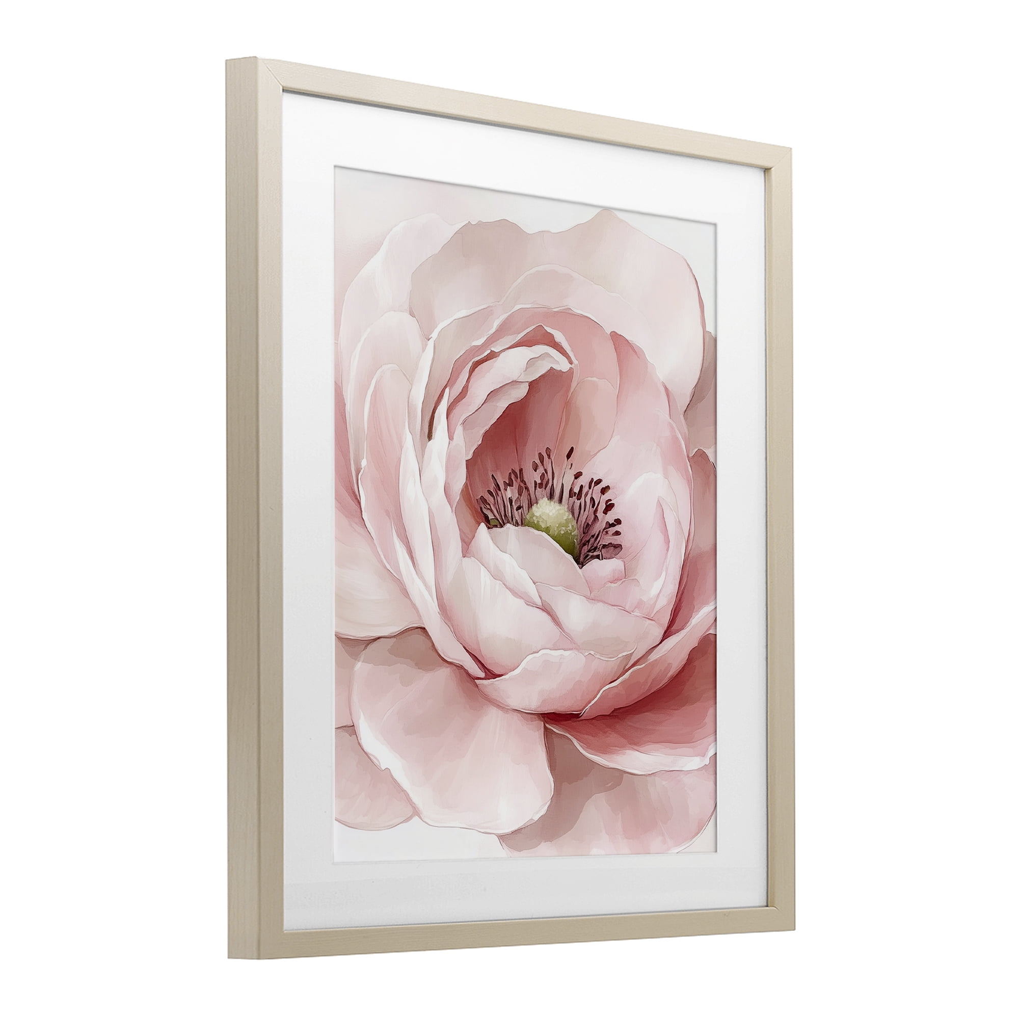 Fresh Rosy Close Up Petals Birch Framed Print Under Glass, design by Christine Simpson Art
