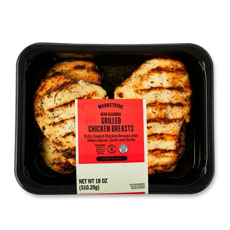 Marketside Herb Seasoned Grilled Chicken Breasts, 4 Pieces, 18 oz (Refrigerated)