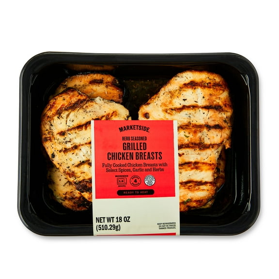 Marketside Herb Seasoned Grilled Chicken Breasts, 4 Pieces, 18 oz (Refrigerated)