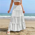 thumbnail image 2 of Gubotare Plus Size Skirt Women's 2024 Summer Fall High Waist Maxi Skirt Casual Flowy Swing Pleated A Line (White,XL), 2 of 7