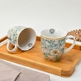 thumbnail image 5 of STP GOODS Morris Garden Large Porcelain Mug Set of 2 pcs 13.5 fl oz (400 ml) Floral Mugs Coffee and Tea Mugs for Latte Cocoa Chocolate, Turquoise, 5 of 7