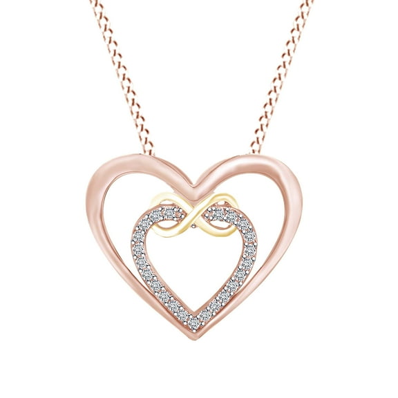 AFFY White Cubic Zirconia 14k Rose Gold Over Sterling Silver Infinity Love Heart Pendant Necklace