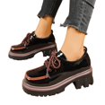 thumbnail image 4 of Willtoo Women's Leather Shoes Color Blocking Platform Oxfords Comfortable Pumps Round Toe Chunky Heel Anti-Slip Lug Sole Causal Lace-up Loafers Dress Work Shoes, 4 of 5