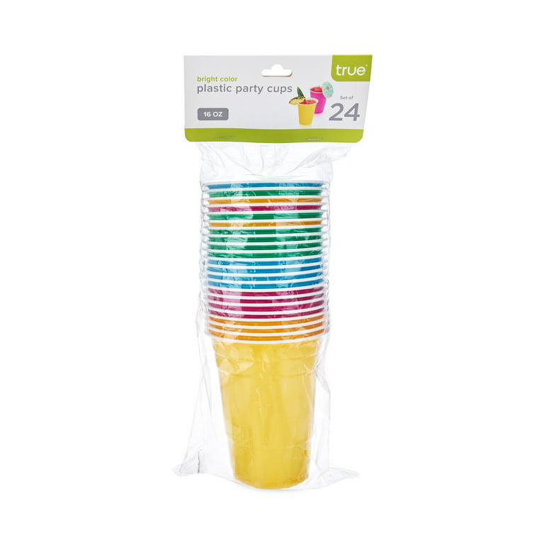 True Brands True Party: Plastic 16 oz Graphic Color Cups - Set of 24