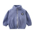 thumbnail image 2 of Esaierr Kids Boys Girls Fall Winter Fleece Jacket Toddler Solid Color Stand Collar Fleece Coats Padded Tops 1-12 Years Baby Spring Fall Thickened Warm Outerwear, 2 of 6