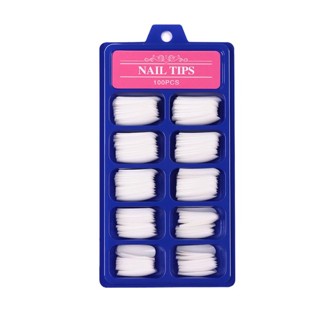 Uñas postizas de color sólido, 100 piezas en caja azul, 10 tamaños disponibles, ideal para manicura en casa o salón, material ABS duradero, no incluye pegamento.