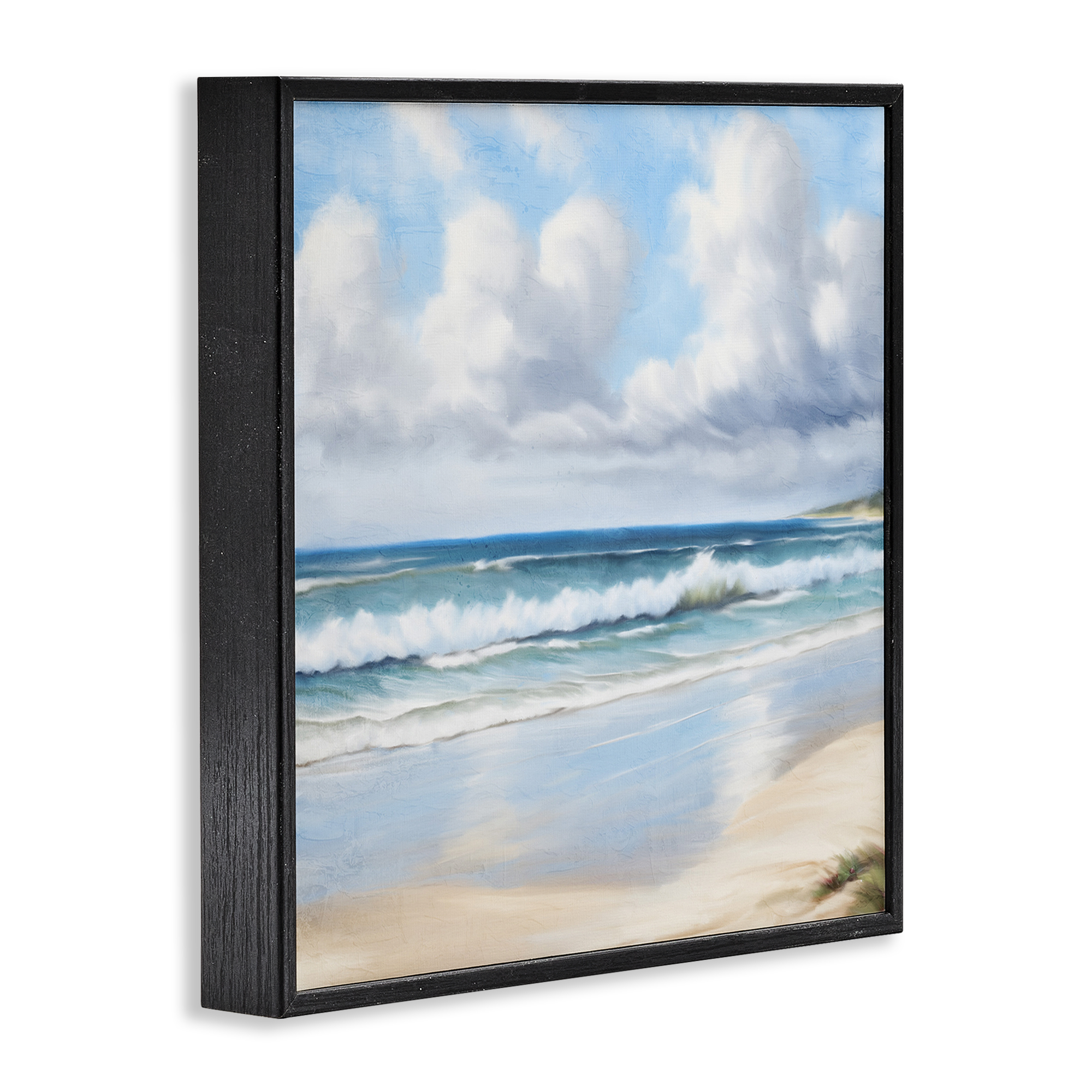 Stupell Industries Sand Walk Ocean Waves Landscape Painting Black Framed Art Print Wall Art, 24 x 24