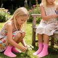 thumbnail image 4 of Cloaraye Kids Girls Socks Knitting Cotton Crew Socks Solid Color Ruffle Socks for 1-12 Years Old, 4 of 5