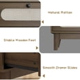 thumbnail image 4 of Yeshouse Mesita de Noche de Ratán con Cajones, Mueble Decorativo Moderno de Granja, Paneles Estrechos de Madera Veteada, 4 of 7