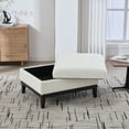 thumbnail image 2 of Jopath 33.86"W Upholstered Wood Base Storage Ottoman With Reversible Lid Coffee Table, Foot Stool Square Footrest with Rubberwood Legs for Living Room Bedroom Entryway and Office, Ivory Boucle., 2 of 6