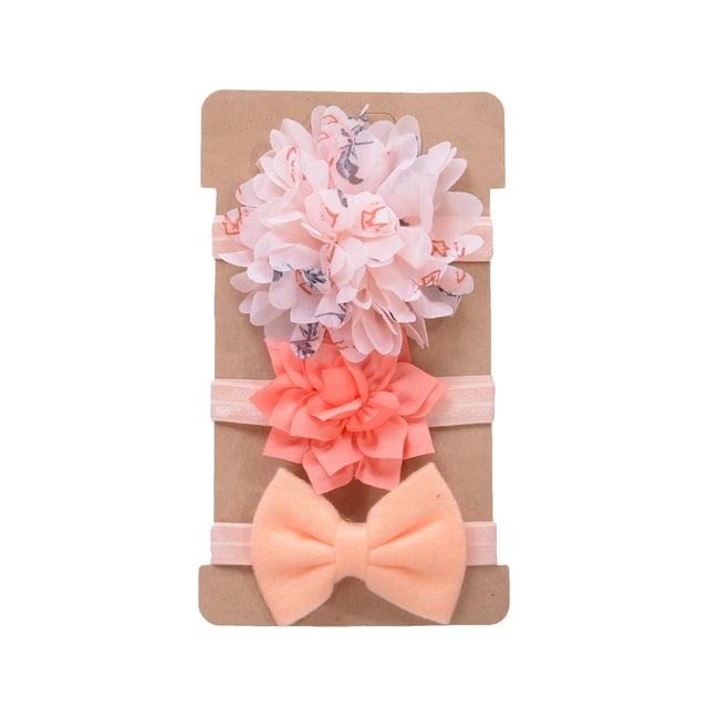 Fortune Ensemble de 3 Pcs Bandeau pour Bébé Fille Bande pour Cheveux pour Tout-Petit Nœud Élastique Couvre-Chef