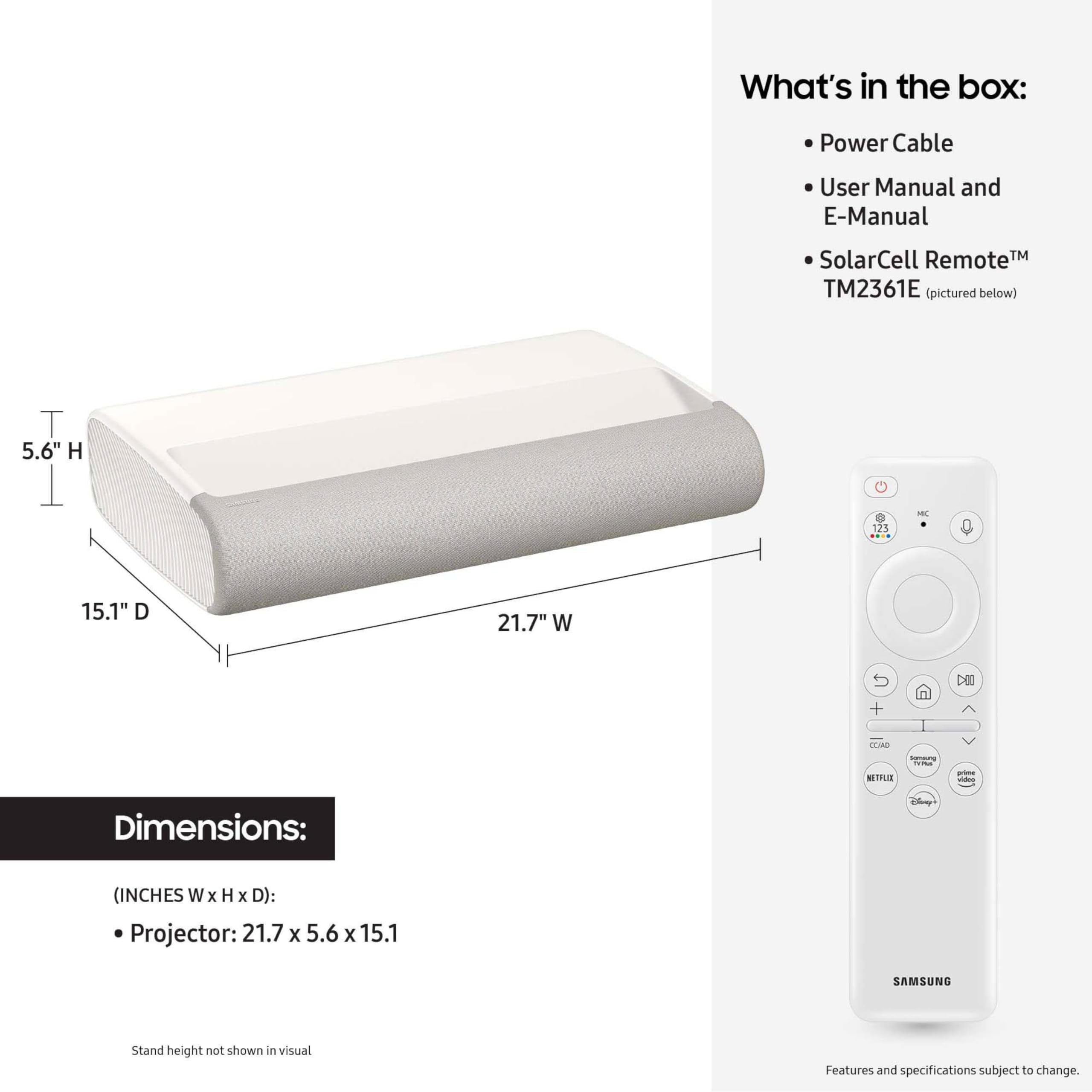 SAMSUNG 130-Inch Class LPU9D Series The Premiere Ultra Short Throw 4K AI Smart TV Triple Laser Projector for Home Theater w/ Gaming Hub, Vision Boost, Powerful Sound, Alexa Built-In, SP-LPU9DSA, 2024