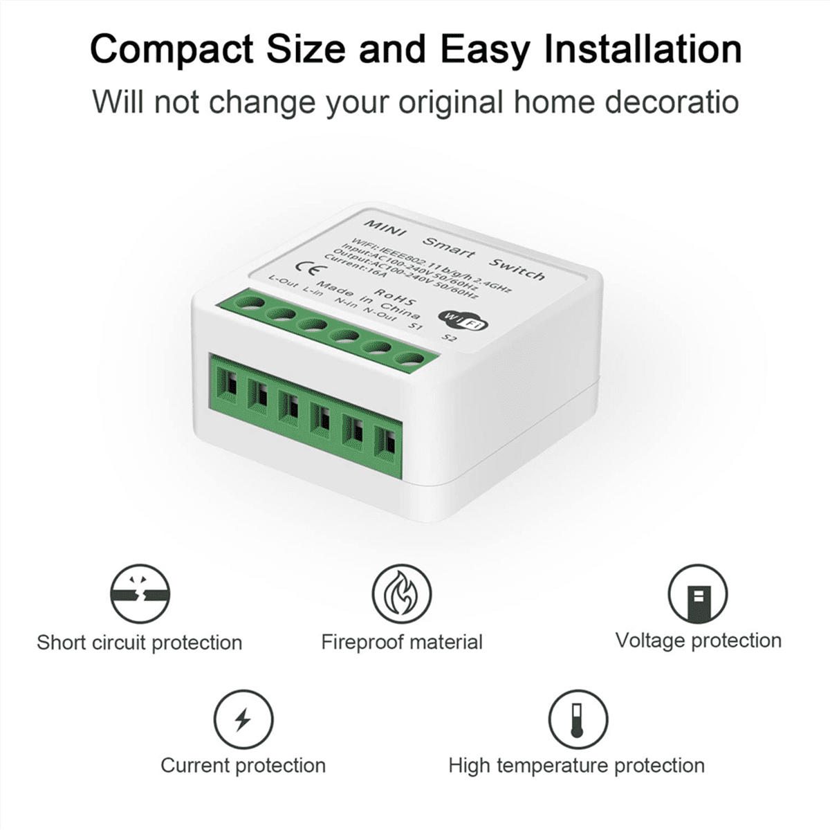 4PCS WiFi Smart Switch Light Switch, APP Remote Control, Voice Control, DIY Mode, Timer Function, LAN Control, 2 Way 16A