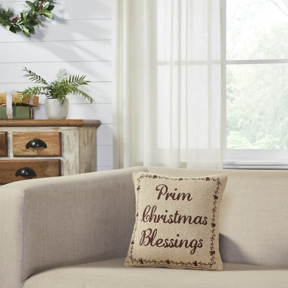 VHC Brands Gable Prim Christmas Blessings Pillow 12x12