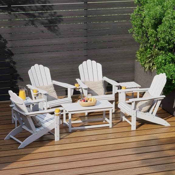 WestinTrends Highland 7-Piece HDPE Outdoor Patio Furniture Adirondack Conversation Set, White