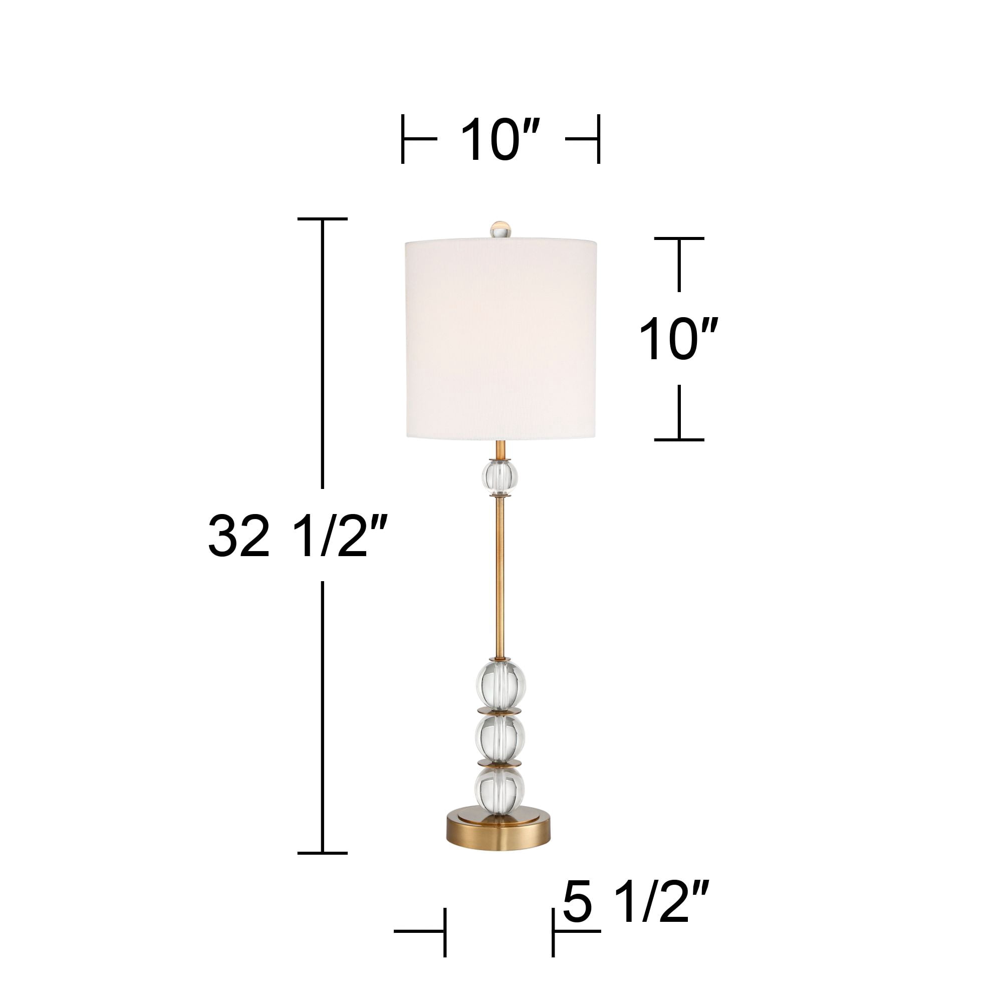 Vienna Full Spectrum Halston Modern Buffet Table Lamps 32 1/2" Tall Set of 2 Brass Crystal with Dimmer Off White Shade for Bedroom Living Room Bedside