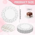 thumbnail image 2 of 150 Pieces Lace Paper Doilies, 4.5 inch White Doilies Paper, Disposable Paper Doilies, Round Paper Placemats, Cake Packaging Pads for Buffet Fried Food Party Wedding Tableware Decoration, 2 of 7