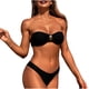 thumbnail image 2 of Trajes de baño Amzcrzy Tankini para mujer, trajes de baño, trajes de baño, bikini, traje de baño de color liso para mujer + bañador y bikini dividido de moda, traje de baño negro, L, 2 of 5