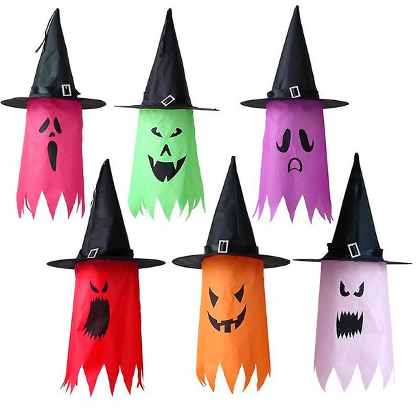 Decoración Led de Halloween, luz intermitente Gypsophila, vestido de fiesta de fantasma, sombrero de fantasma de mago brillante, lámpara decorativa, linterna colgante