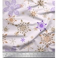 thumbnail image 1 of Soimoi Brown Cotton Cambric Fabric Snow Flakes Floral Print Sewing Fabric Yard 42 Inch Wide, 1 of 3