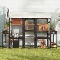 thumbnail image 2 of Mirightone Catio Outdoor Cat Enclosures Window with Wire Mesh & 2 Plant Stands, Large Outside Cat House with Weatherproof, Resting Box, Climbing Ramps for Backyard - Black, 2 of 8