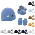 thumbnail image 4 of Gpaecead 0-6M Baby Comfort Hat Gloves Baby Shoes Baby Casual Hat And Gloves Three Piece Set Blue, 4 of 4