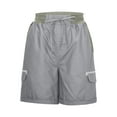 thumbnail image 3 of Daeful Linen Shorts Summer Casual Cargo Short Ladies Solid Stretch Loose Bottoms Grey Blue L, 3 of 7