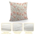 thumbnail image 4 of RUIYC Rose Throw Pillow Cushion Cover, Pink Tulip Flower Silhouettes Pattern Abstract Stems Buds Print, Decorative Square Accent Pillow Case, , White Coral, 4 of 5