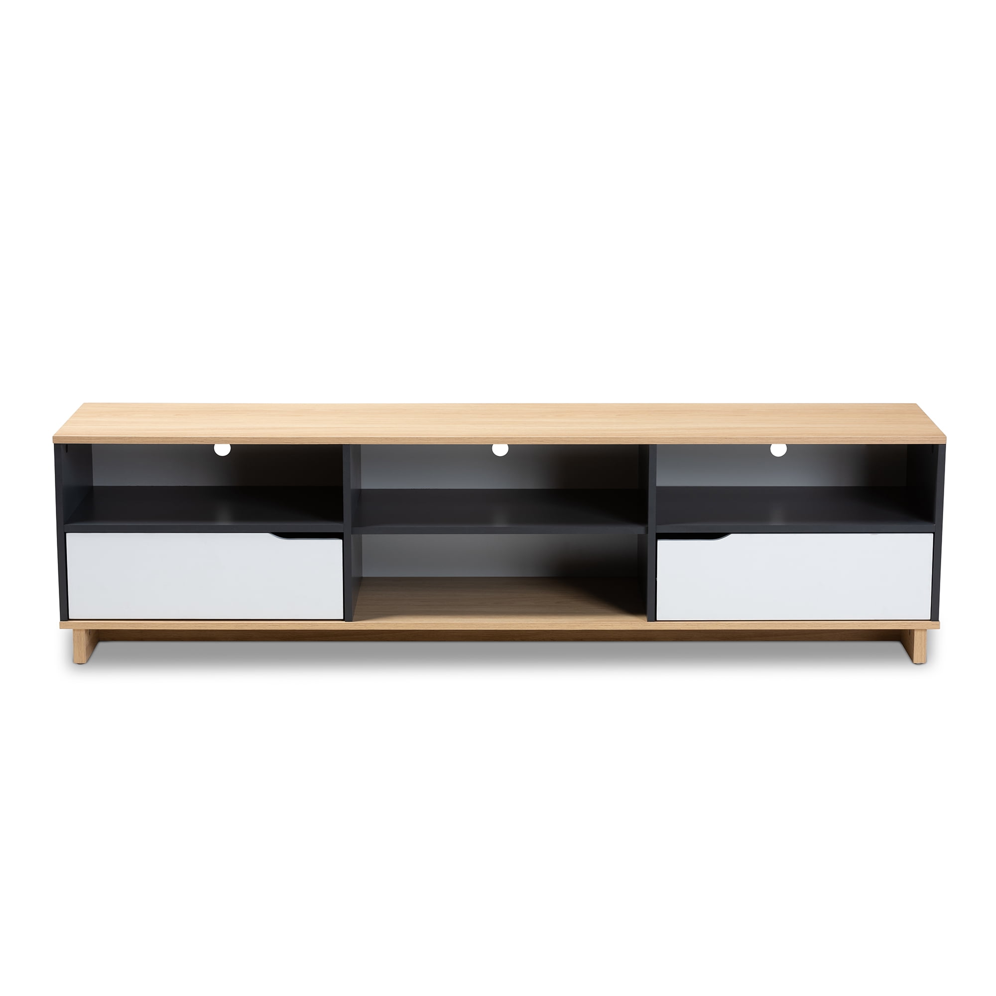Baxton Studio Reed Mid-Century Modern Multicolor 2-Drawer Wood TV Stand