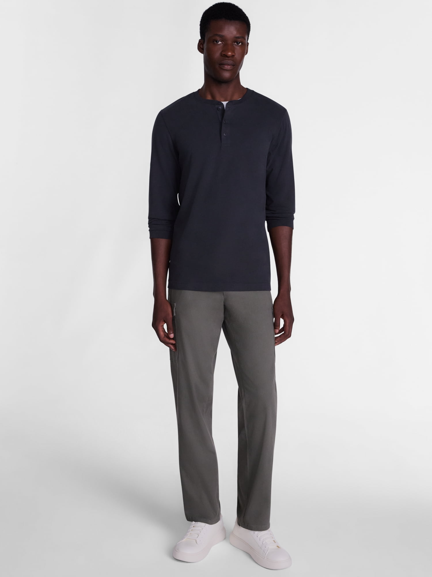 George Men's Henley Shirt with Long Sleeves, Sizes S-5XB