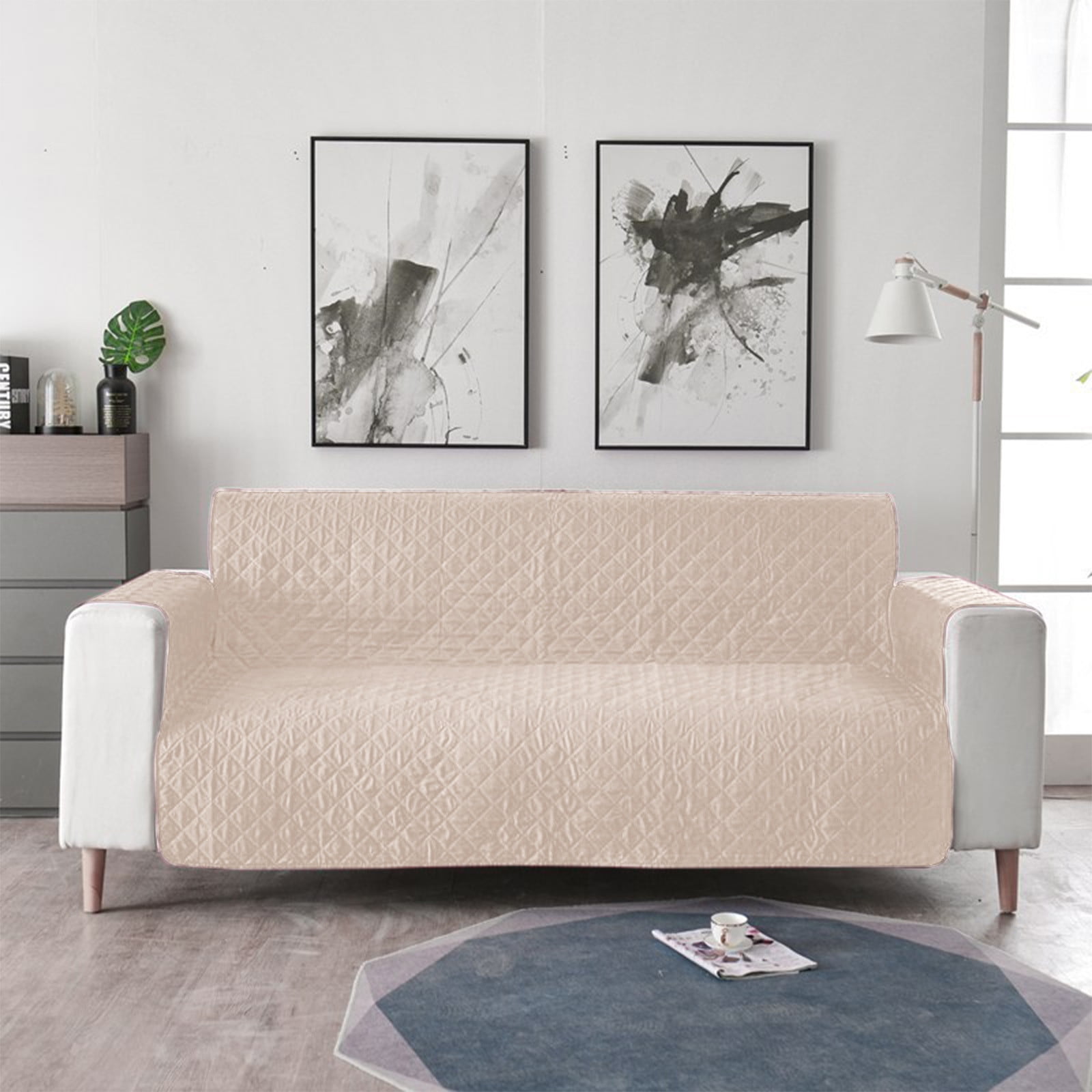 Reversible Sofa Cover Couch Cover for Dogs with Elastic Straps Water Resistant Furniture Protector for Pets Couch Cover for 2 Cushion Couch