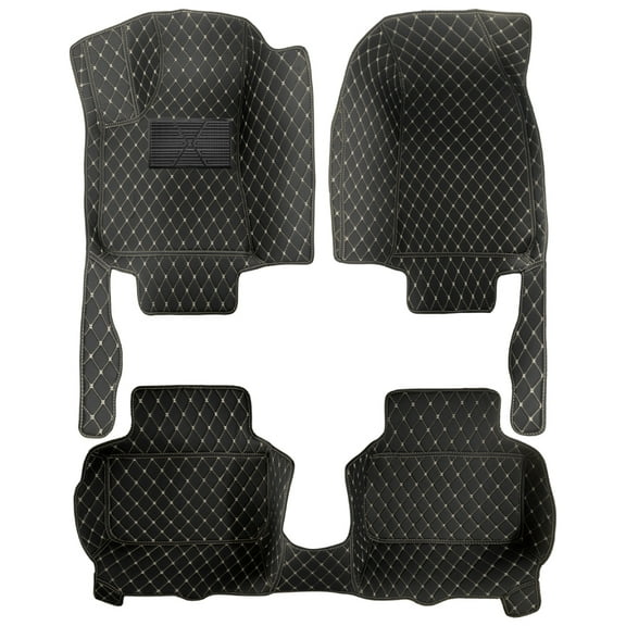 Leadwolf Floor Mats for Cars for KLSL 300C 2012-2014 PU Leather Floor Liner Carpet Protection PU Leather Car Liners All Weather 3Pcs Black Beige