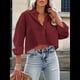 thumbnail image 4 of Camisas de Mujer con Botones, Tops Casuales de Larga, Blusa con Solapa y Bolsillo en el Pecho Rojo L, 4 of 8