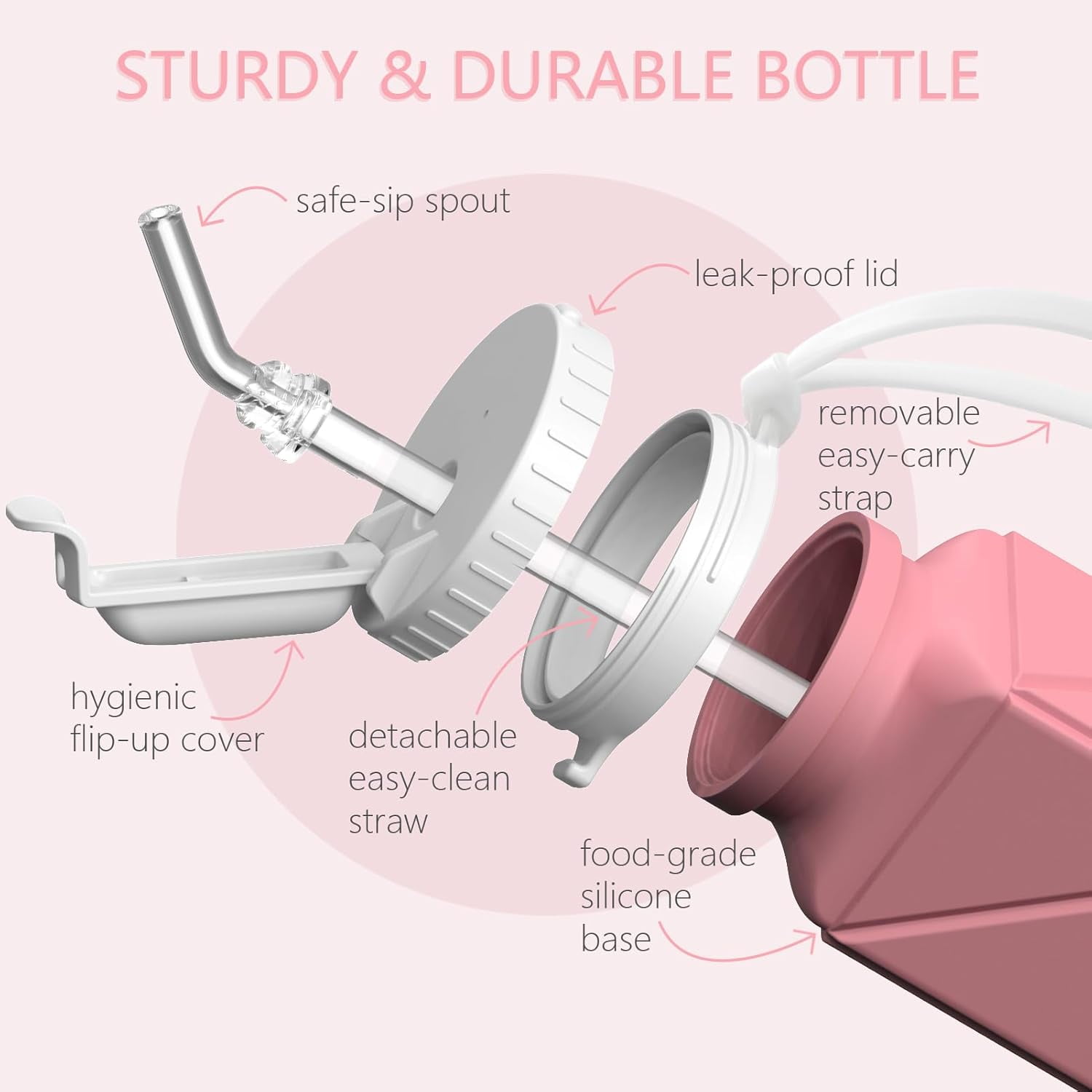 WarmH Collapsible Water Bottles 2 Pack, Silicone Foldable Portable Travel Water Bottle 20.6oz, Folding Lightweight Reusable Leakproof for Traveling Camping Hiking Cycling Yoga Sports Outdoor