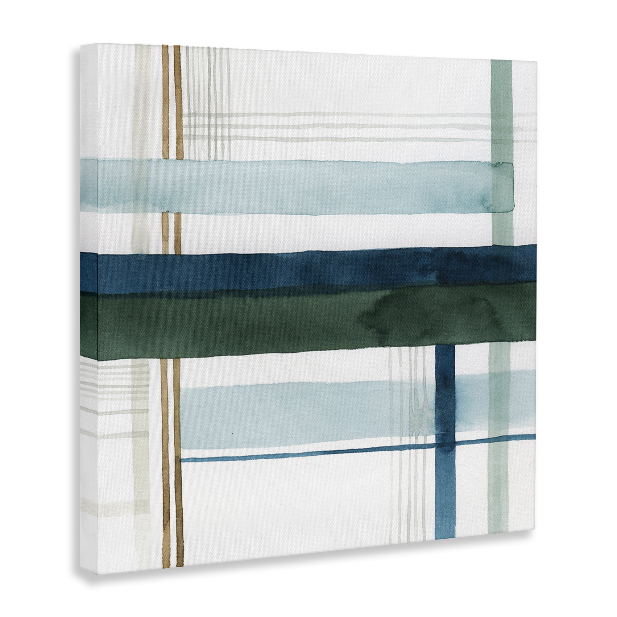 Stupell Industries Woven Green Hue Pattern Abstract Painting Gallery Wrapped Canvas Art Print Wall Art, 36 x 36