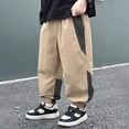 thumbnail image 2 of Gubotare Boys Cargo Pants Straight Leg Kids' Spring Cargo Joggers - Boys Girls Casual Tapered Pants Size 13-14 (Khaki,13-14 Years), 2 of 7