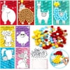 36 Pack Valentine's Animal PomPoms Craft Cards Valentines Fluffy Pom Poms DIY Craft for Classroom Exchange Prizes Valentine’s Greeting Cards