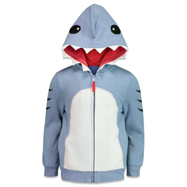 Funstuff Big Boys Shark Fancy Dress Costume Hoodie Fleece Full Zip Up ...