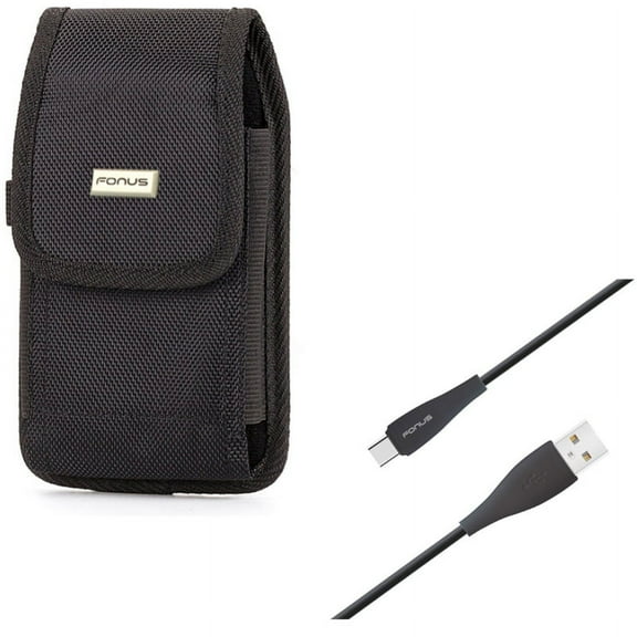 Charger Cord Type-C 6ft USB Cable w Holster Swivel Case Belt Clip E1Y for Alcatel Idol 4S - ASUS ZenFone 5z - BLU Vivo XI Plus 5 - CAT S61 S48c - Google Pixel XL - HTC Bolt, U11