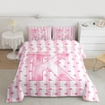 thumbnail image 2 of Homewish Kawaii Letter K Full Size Comforter Sets for Kids, Princess Pink Bowknot Bedding Comforter Set, Cute Cartoon Ribbon Reversible Bedding Sets, Breathable Home Decor, 3pcs, 2 of 8