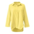 thumbnail image 5 of BOOMILK Womens Long Sleeve Button Down Shirts Solid Classic-Fit Dress Shirt Casual Work Blouse Yellow, 5 of 6