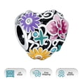 thumbnail image 6 of 925 Sterling Silver Clear Flowers Heart Charm, 6 of 6