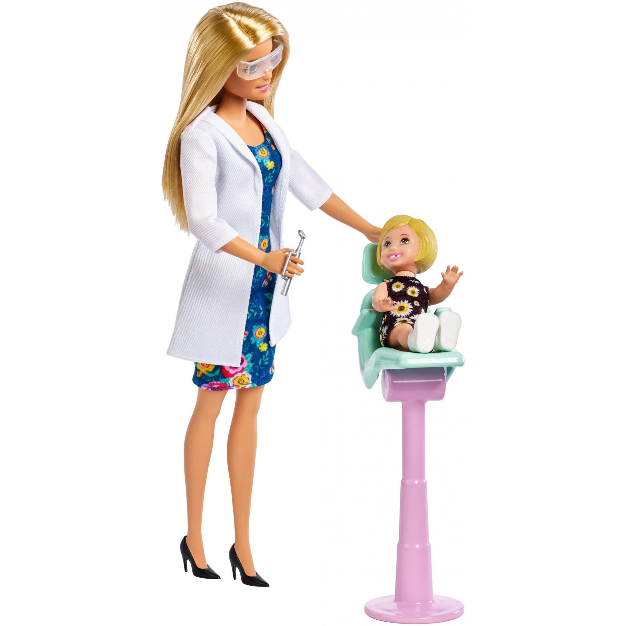 Barbie Careers Dentist Doll & Toddler Patient Doll Playset, Blonde