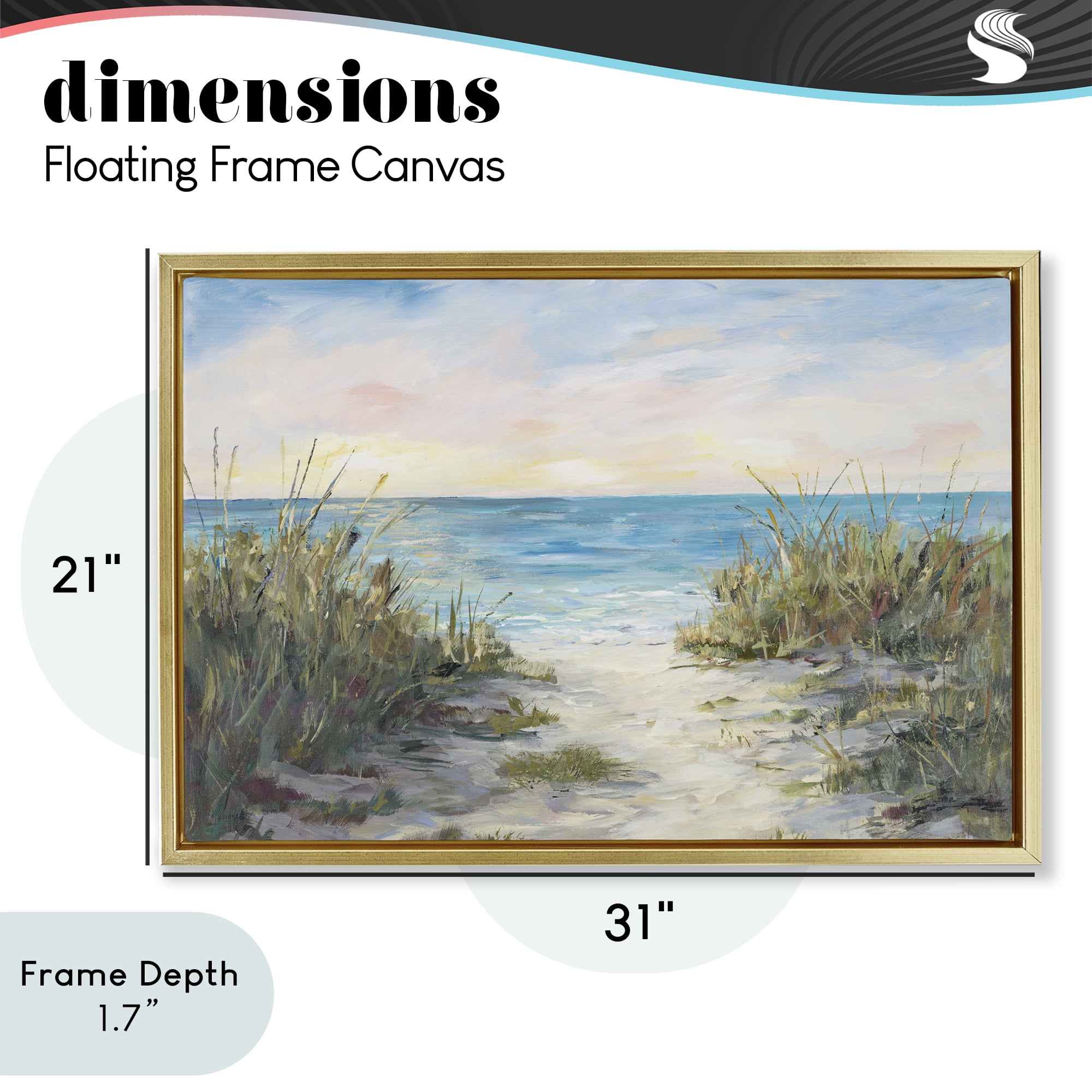 Stupell Industries Walk To The Beach Gold Framed Floater Canvas Wall Art, design by Julie DeRice