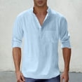 thumbnail image 2 of Wiicoznt Long Sleeve Shirts for Men Work Out Loose Fit Solid Color Round Neck T Shirt with Pockets Soft Breathable Shirts, 2 of 7