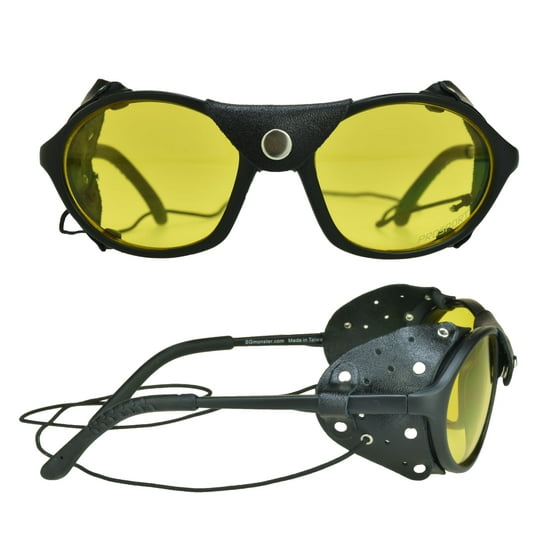 proSPORT Sunglasses - Leather Glasses Yellow Lens Glacier with Side ...