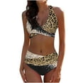 thumbnail image 2 of WREESH Womens High Waisted Bikini Set Leopard Split Bikini Two-Piece Print Beach Swimsuit Beachwear Bathing Suits Black, 2 of 5
