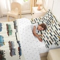 thumbnail image 4 of Castle Fairy Watercolor Train Set Twin Bedding Sets 7-Piece for Boys, Retro Engine Print Bedding Comforter Set for Bedroom, Blue Brown, 4 of 7
