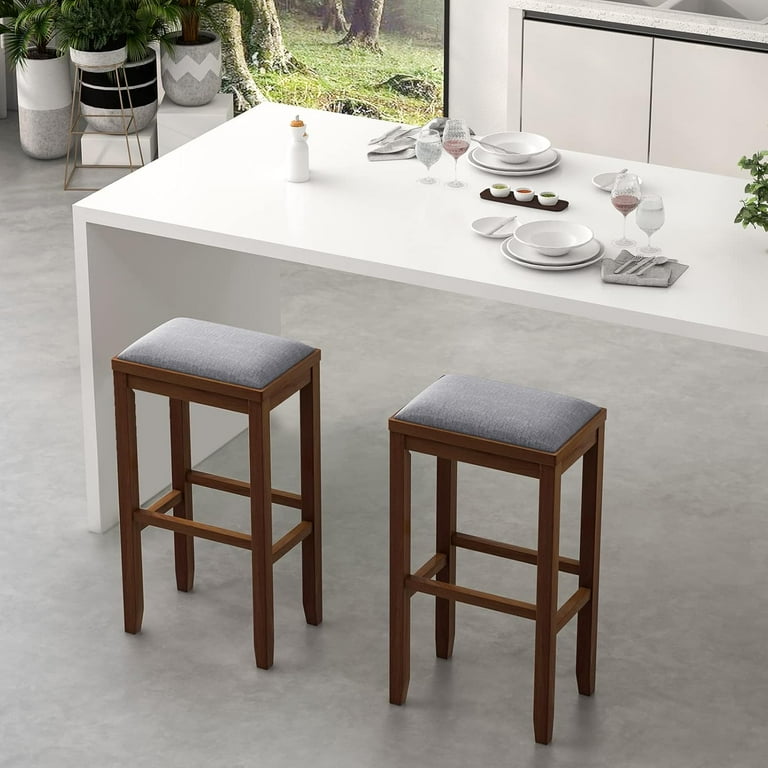 Sptwo Upholstered Saddle Stools Set of 2, 31-inch Height Vintage