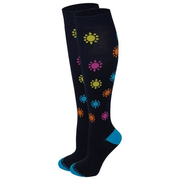 Women Navy Blue Sun Graduated Compression Knee High Socks